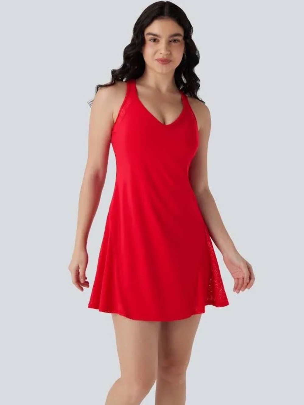 Halara SoftlyZero Airy Racerback Contrsst Lace Mini Yoga Active Dress